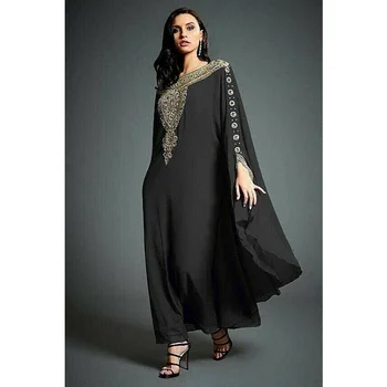 Черно Мароканско Дубайское рокля-кафтан Фараша Абайя, много модно дълга в европейските и американските модни тенденции