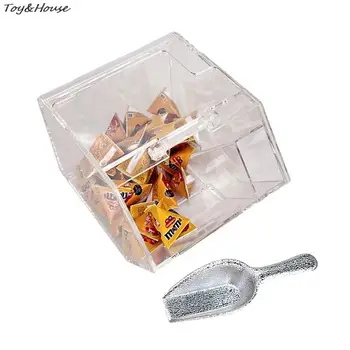 1 комплект миниатюрни прозрачни чекмеджета за съхранение на закуски в кукла къща с лопата, Пылезащитной предавателна кутия, водоустойчив витрина, играчка за декор модели на мебели