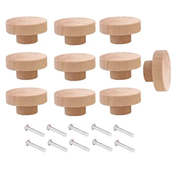 10 бр. кръгли недовършени дървени дръжки за чекмеджета с диаметър от 50 мм за дървени мебели, на гардероба, шкафа