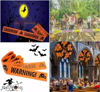 10 * Предупреждение за Хэллоуине, предупредителен лента, 6 м, за парти на Хелоуин, опасна лента, изолационен пояс, знак, украса за партита на фестивала на ужасите в градината