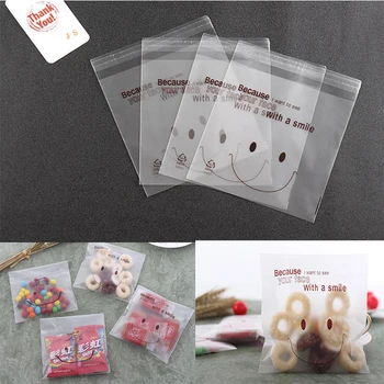 100шт Сладък опаковъчен пакет Самозалепващи се найлонови торбички Тънки опаковки за шоколадови бонбони, бисквити Опаковка за печене на закуски, за да проверите за партита