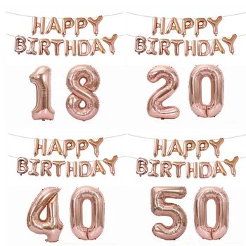 20 30 40 50 60 Години за рождения Ден На балон С писмото номер Надуваем балон Украса на парти по случай рождения Ден за възрастни честит Рожден Ден балон