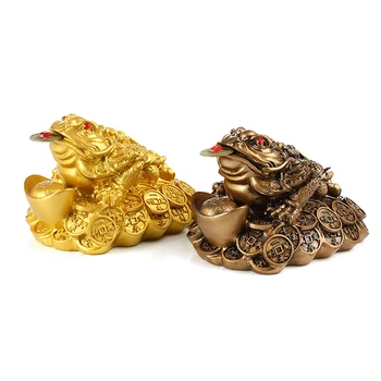 5 см Златната жаба-крастава жаба богатство Монета Китайска Жаба Късмет Фън Шуй Жаба Пари Украса домашен офис масата украса Щастливи подаръци
