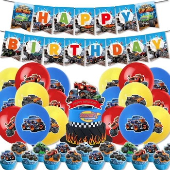 Blaze Monster Truck Автомобилни аксесоари за парти, topper за торта, честит рожден Ден, на супер камиони, украса за партита, играчки за момчета-състезатели на проходимост
