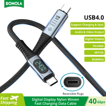 Bonola За Thunderbolt 4 USB4.0 40 Gbit/с Кабел Type C-Type C PD 240 W Бързо Зареждане на Сплетен Кабел 8K @ 60 Hz за MacBook Switch