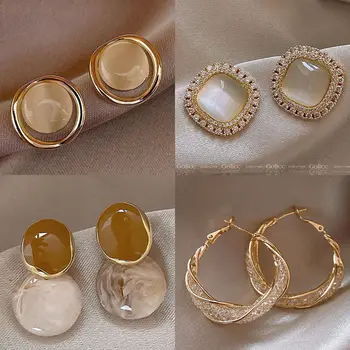 PickyanDco Луксозни обеци-карамфил с кристали от камък Котешко око за жените 2023, Минималистичные модни бижута за уши, подаръци