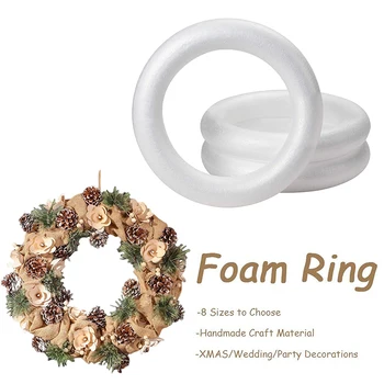 Бели кръгли пръстени от полистирол Коледни изделия Венец ръчно изработени 