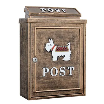 Верни на Ретро-пощенска кутия е ръчна изработка, Водоустойчив, Златисто кафяво, Голяма кутия, Селска Творчески пощенска кутия за писма, Вила, интериор на открито, Роза за носене