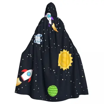 Възрастен Хелоуин Планета Космически кораб Дъждобран Наметало с качулка Средновековен костюм Рокля в цял ръст, Козината