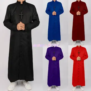 Възрастен Черен костюм Благороден свещеник, мъжки костюми религиозен пастор, на бащата, на Карнавалните костюми за Хелоуин, парти в чест на Пурима, Mardi Gras