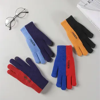 Вълнени мъжки възли ръкавици за ежедневна запазване на топлината, Флисовые ръкавици със сензорен екран, Ръкавици, есен-зима