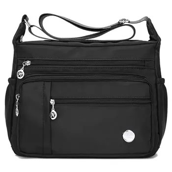 Дамска чанта-месинджър, многофункционални чанти през рамо водоустойчива чанта с цип, найлон голяма пътна чанта през рамо