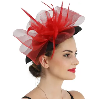 Дамски широка периферия шапка Wizard с червен нос, аксесоари Hait за сватба, църковната партита, евтина шапка, голяма шапка за дами дейности