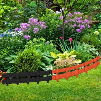 Дървена градинска ограда с декоративни къса кант, градина на бордюра, 10 бр. Миниатюрна градина бариера, гъвкава морава греда, за да проверите за декор градина