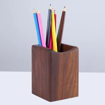 Дървена кутия за писалки, дървен държач за химикалки, Органайзер за четки за грим, контейнер за кухненски прибори, Квадратна кутия за стационарни кухненски инструменти и