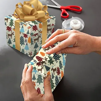 Една коледна амбалажна хартия Крафт-хартия Реколта амбалажна хартия Класическа опаковане на коледни подаръци, Дядо Коледа Занаят