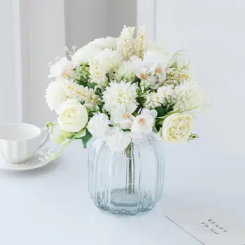 Изкуствени рози Безцветен изкуствено Цвете от коприна, Лек Украсете Красиви Декоративни Симулационни Рози