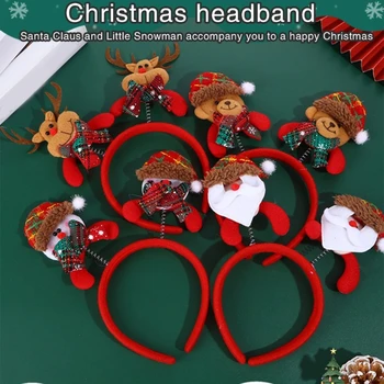 Коледна превръзка на главата за всички възрасти Коледна тема Плюшена панделка за коса Подпори за изказвания Украса за коса, за да проверите за партита