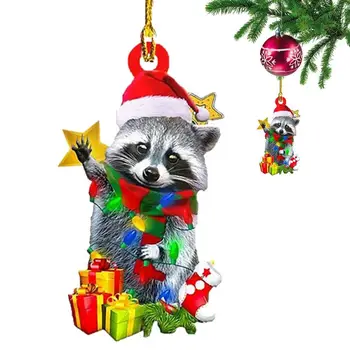 Коледни декорации с животни, Акрилни Украса за Коледната елха с каишка, Хубава Коледна украса, Забавни коледни декорации