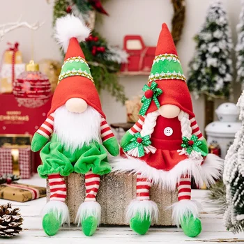 Коледни джуджета Плюшени играчки Меки Коледни джуджета украса Шведски Коледна украса Украса под формата на джуджета за маса с тава