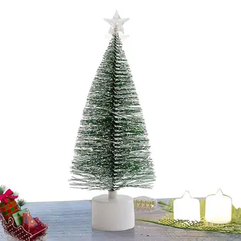 Коледно дърво със светлини, настолна коледно дърво, Мини-малка изкуствена елха, Реалистична мини-коледна елха с предварителна осветление
