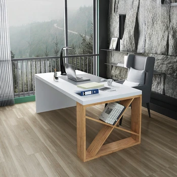 Компютърна маса от масивно дърво, настолен компютър, домашен модерен минималистичен бюро, офис-маса за един човек, бюро, лесен бюро,