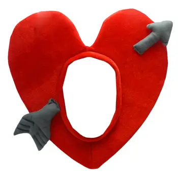 Костюм във формата на главата във формата на сърце, плюшени шапки във формата на червено сърце, шапка във формата на сърце, необичайни аксесоари за дрехи, червен плюшен шапка във формата на сърце за деца и възрастни