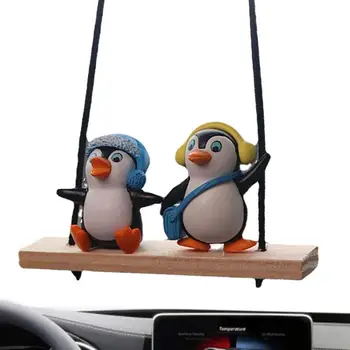 Креативна окачване за колата Сладък и забавен авто украшение под формата на качающегося пингвин Лесен за използване Подвесное украса за огледала за обратно виждане на автомобила