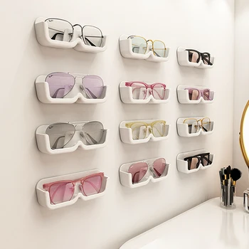 Кутия за съхранение на очила, стенен органайзер за слънчеви очила без перфорация, благородна стойка за съхранение на витрини за очила