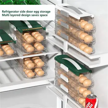 Кутия за съхранение на яйца Преносим Здрав Автоматичен Прокатывающийся Кутия за съхранение на яйца с Голям капацитет на Контейнера за съхранение на яйца Домашната Кухня