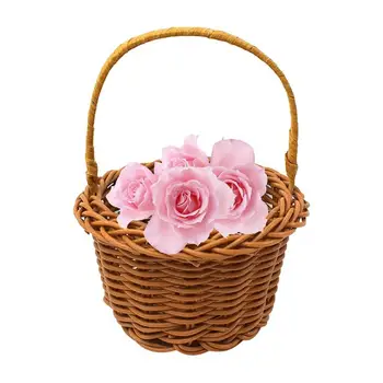 Малко цвете кошница, ръчно Изплетен кош за съхранение, Декоративни плетени от ратан Мини-кошница за момичета на сватба, домашен декор