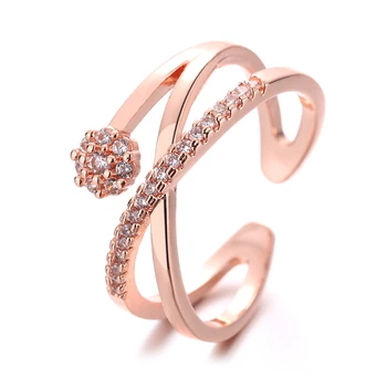 Модни пръстени с отворена възможност за регулиране цвят розово злато за жени, сватбена украса за момичета, подарък за Свети Валентин