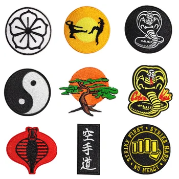 Нашивка с логото на дрехи, ютия на нашивках, Индивидуален икона с Змеиным щит, Икона на културата карате, гладене на етикета, раница 