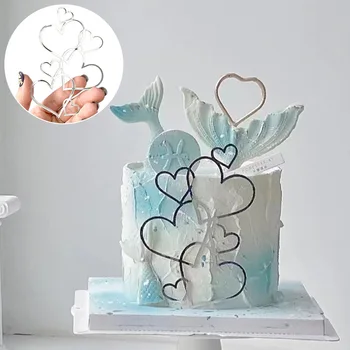 Нов topper за сватбената торта под формата на любов, златно, сребърно сърце, акрилни topper за торта за годишнина, рожден ден, декорация на торта за сватба парти