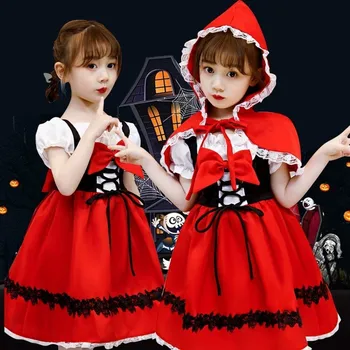 Нов детски костюм на Червената Шапчица от приказките на Братя Грим за Хелоуин за костюмированной парти в детската градина