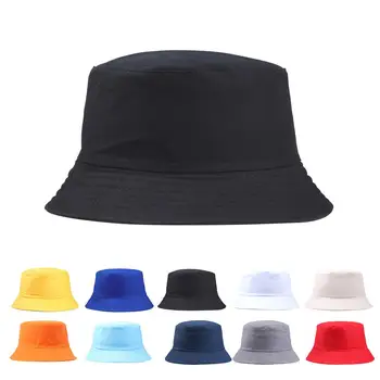 Нова шапка за двойки, преносима модни однотонная сгъваема памучен шапка рибар от слънцето за мъже и жени, универсална шапка-кофа