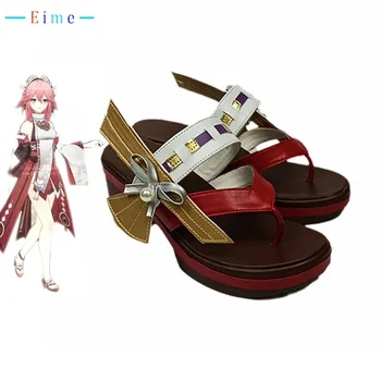 Обувки за cosplay Yae Miko, играта Genshin Impact, подпори за cosplay, Фантазия обувки за Хелоуин, изработени по поръчка