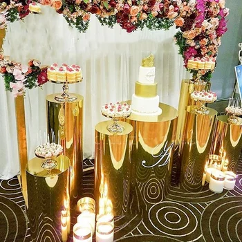 Отдаване под наем на мебели за сватбени събития в нов стил, златен огледален первази за декорация на сцена yudao977