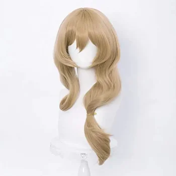 Перука за cosplay Genshin Impact Lisa 65 см спално Бельо, Вълнообразни Термоустойчиви Синтетични косми от аниме игри Перуки + Шапка за перука