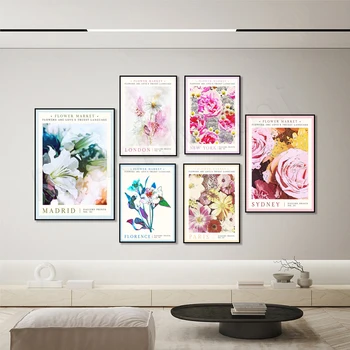 Плакат на чаталджа в Сидни, Париж, Ню Йорк, Париж, Мадрид, Лондон, стенно изкуство растения, украса цветни естетическо изкуство на плаката