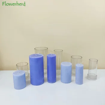 Пластмасова форма за свещи с различни размери, цилиндрична форма за свещи са ръчно изработени с плосък връх, за да проверите за производство на свещите