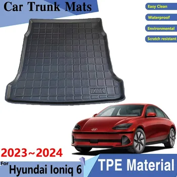 Постелки За Багажник на Кола TPE Материал за Hyundai Ioniq 6 Аксесоари 2023 2024 Автомобил Лесен за Почистване Заден Товарен Тава Аксесоари За Задните Накладки на Багажника