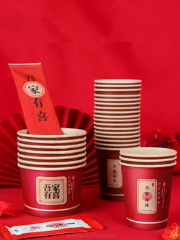 Прибори за еднократна употреба, Червена купа, Подвижния хартия, Набор от сватбени аксесоари, Картонени чаши, Пръчици за хранене