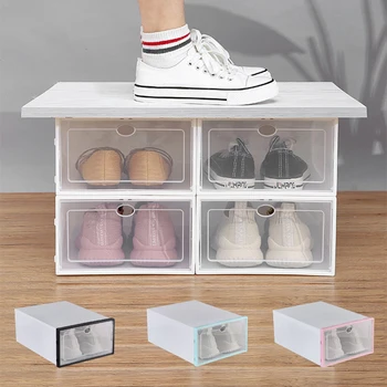 Прозрачна Пластмасова кутия за съхранение на обувки, плъзгащо се чекмедже за обувки, Сгъваем гардероб, богат на функции на Потребителска кутия за съхранение