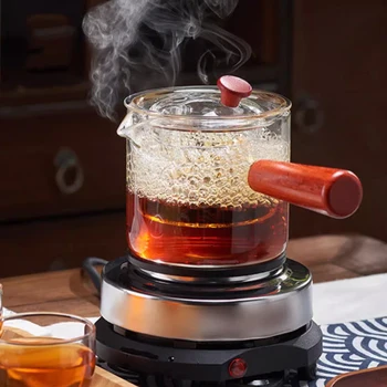 Стъклена кана за Висока Прозрачен топлоустойчива филтър Кана за приготвяне на чай С чайным разсейвател Електрически керамичен котлон за приготвяне на чай