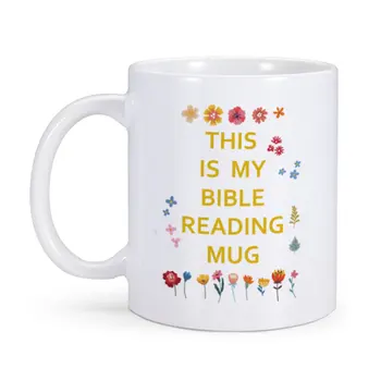 Това е моята чаша за четене на Библията Керамични чаши с принтом, християнски творчески чаши за Кафе, напитки, Десерт, мляко за закуска, чаша с дръжки, подаръци