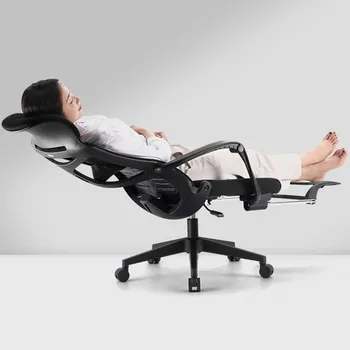 Черно-офис стол с ергономични мрежа с висока облегалка, игри на маса, офис столове за геймъри с регулируем мек облегалката за глава, мебели Cadeira